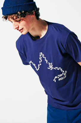 JPN TEE-CREW FOOTPRINTS　color:ネイビー
