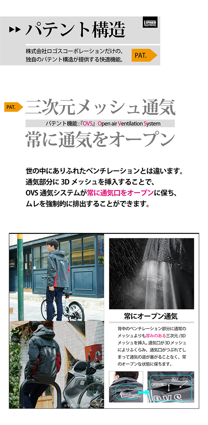 株式会社ロゴスコーポレーションだけの、独自のパテント構造が提供する快適機能。