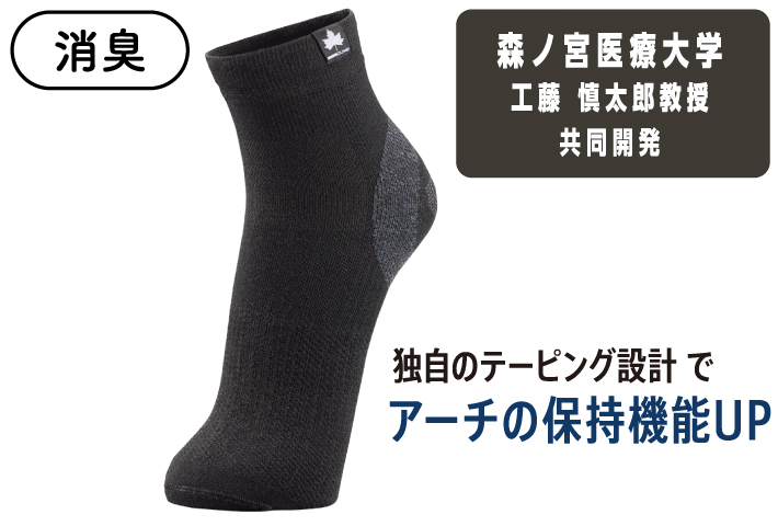 【森ノ宮医療大学共同開発】テーピング構造を靴下で体感できる!歩行に特化したウォーキングソックス