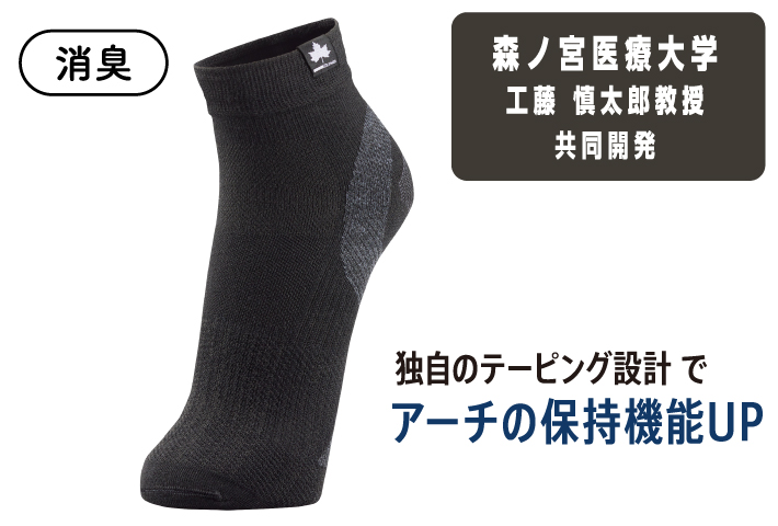 【森ノ宮医療大学共同開発】テーピング構造を靴下で体感できる!歩行に特化したウォーキングソックス