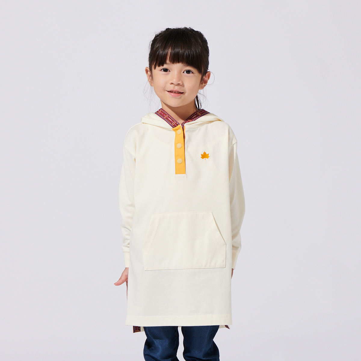 ハーフスナップロングトップフーディー（キッズ） トップス