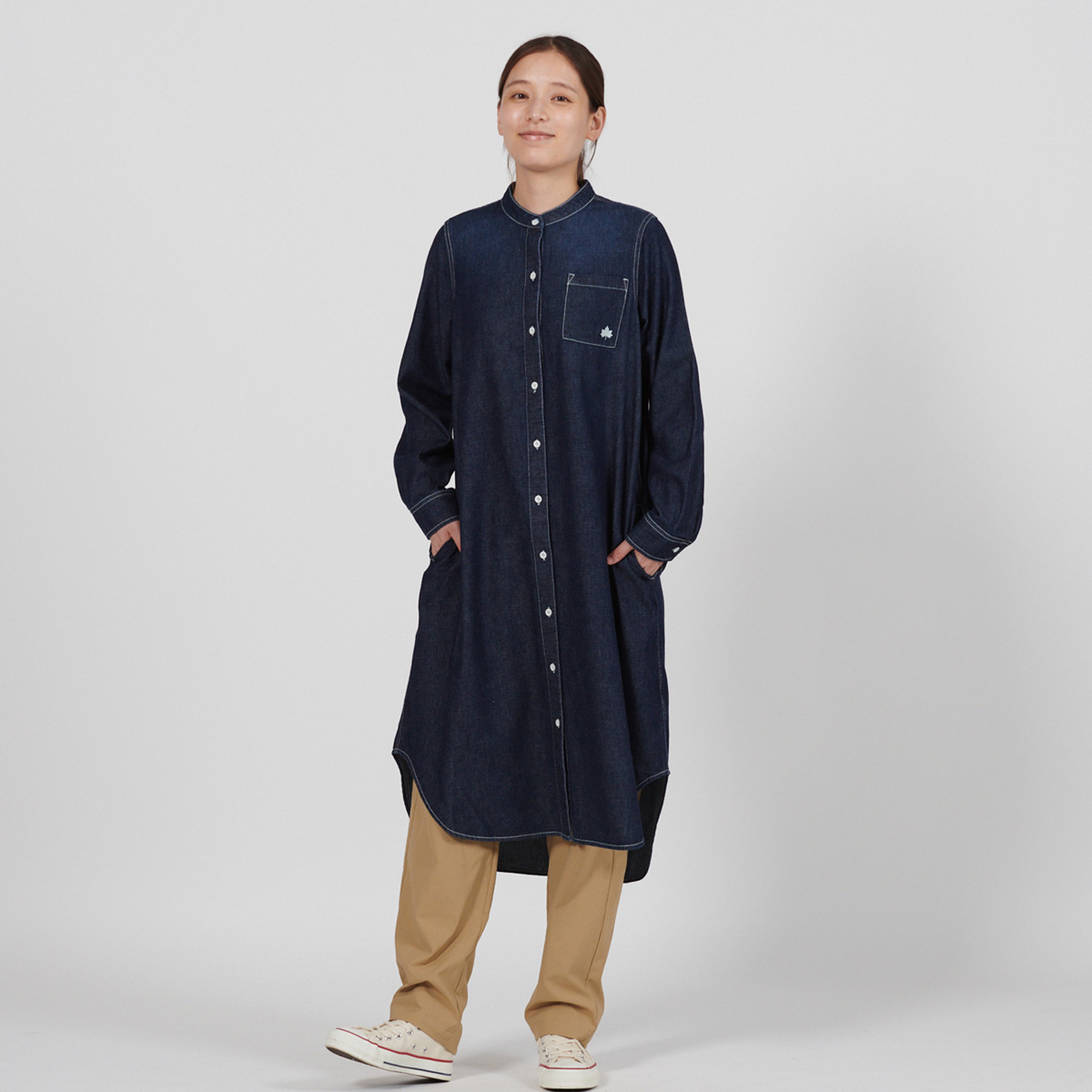 デニムワークバンドワンピース トップス