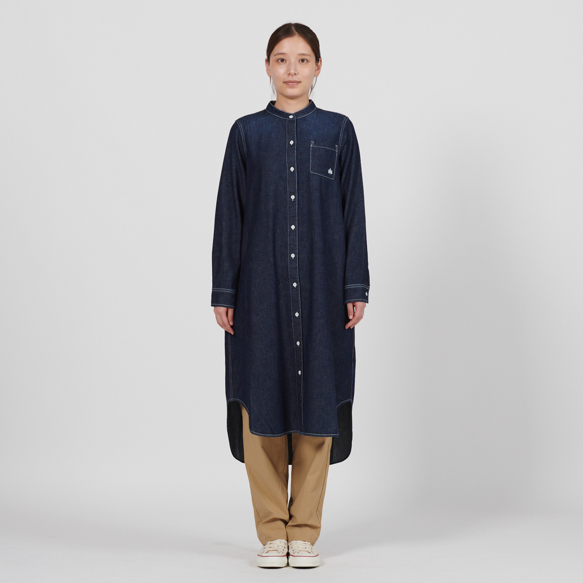 デニムワークバンドワンピース トップス