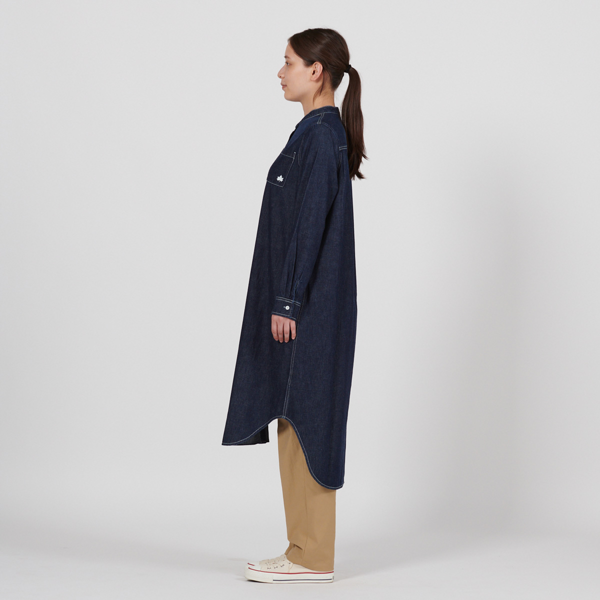 デニムワークバンドワンピース トップス