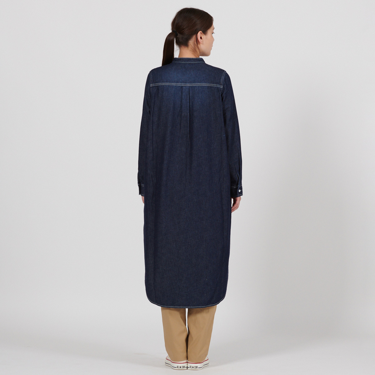 デニムワークバンドワンピース トップス