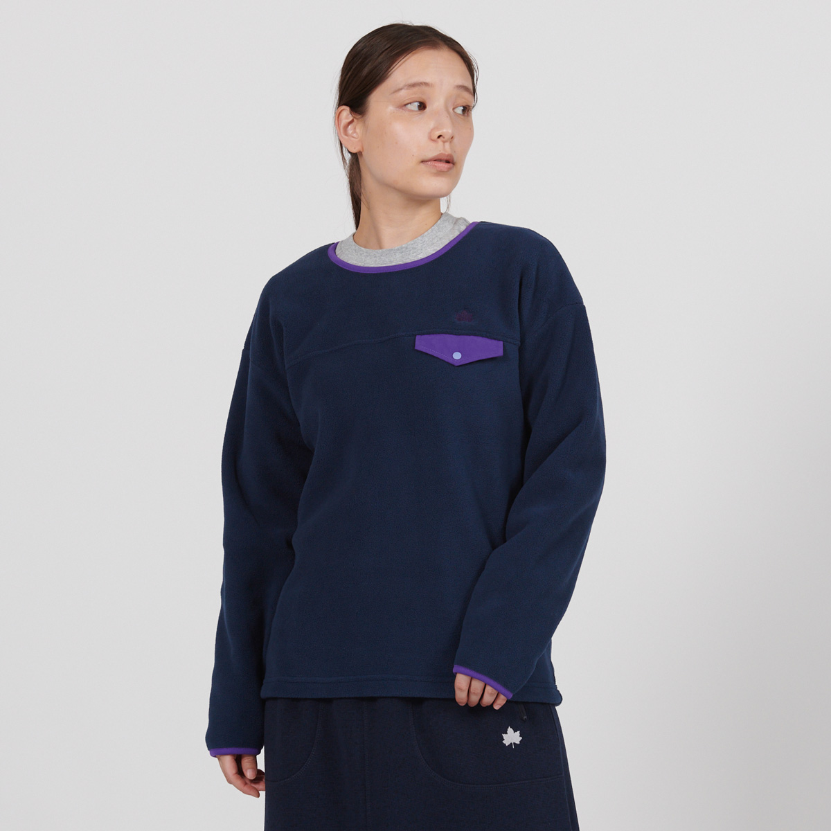 フリースクルーネック トップス