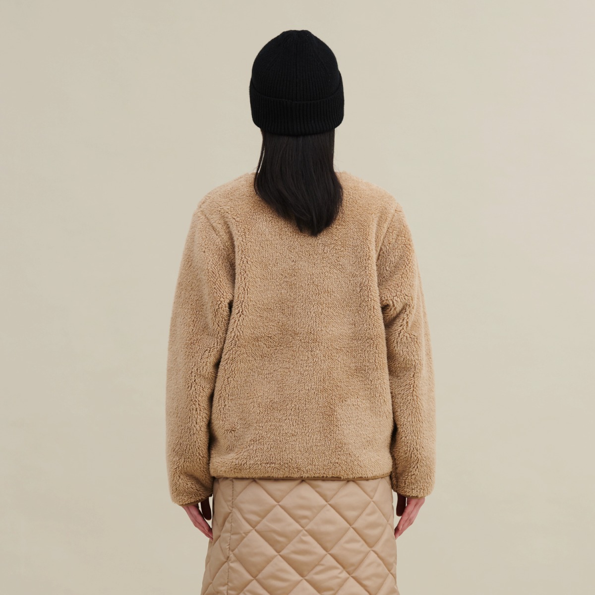 モコモコソフトノーカラージャケット アウター