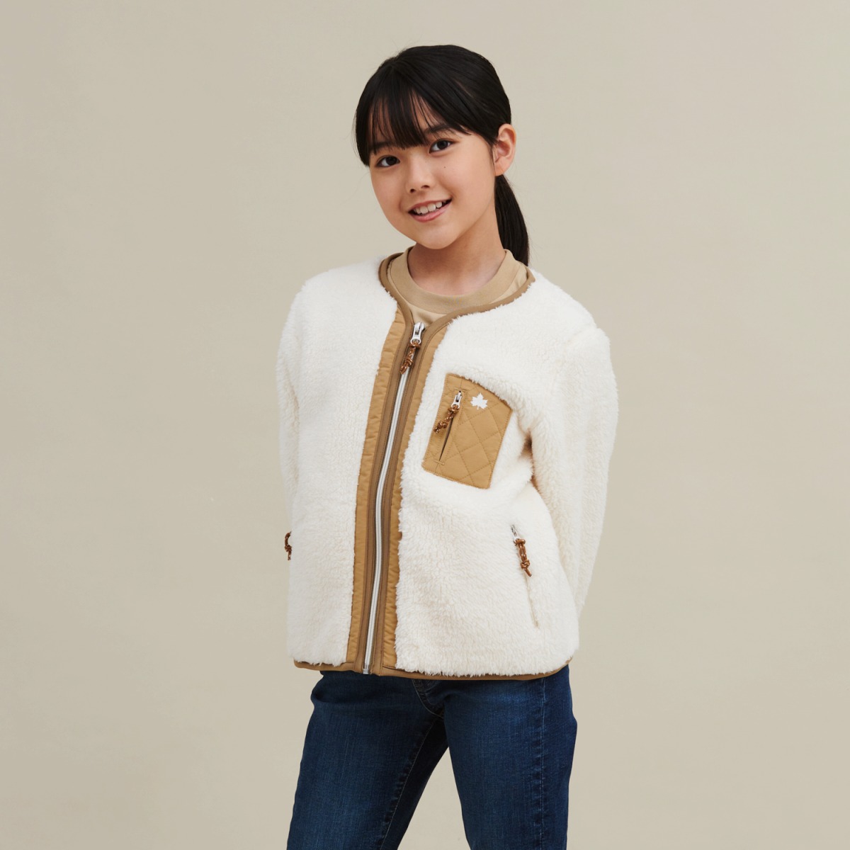 モコモコソフトノーカラージャケット アウター