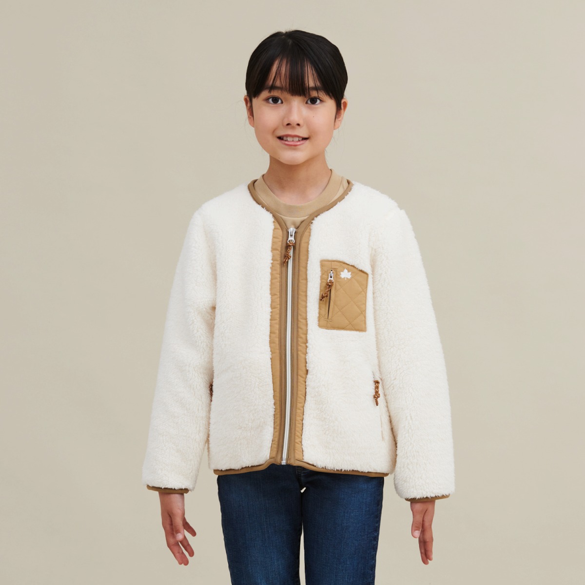 モコモコソフトノーカラージャケット アウター