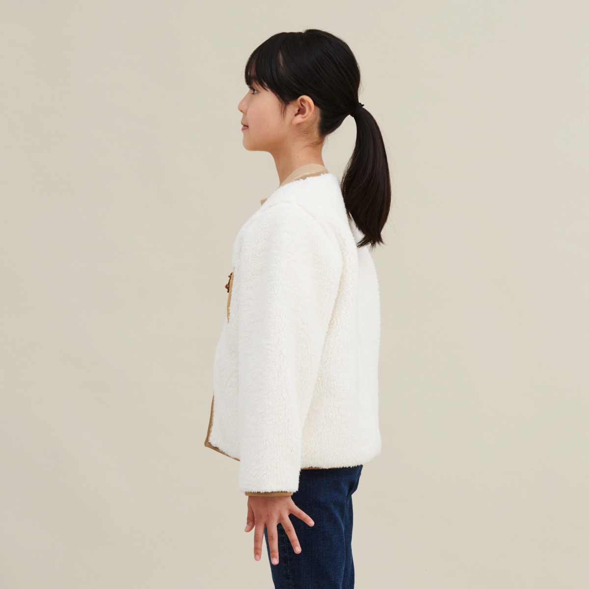 モコモコソフトノーカラージャケット アウター