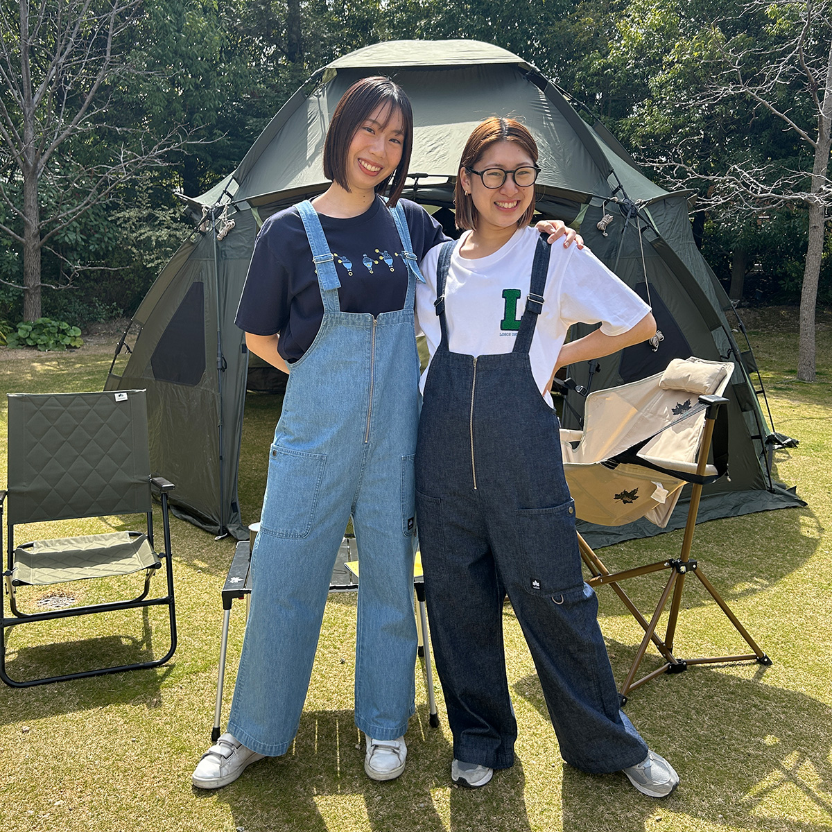 プレイフルキャンプデニムオーバーオール ボトムス