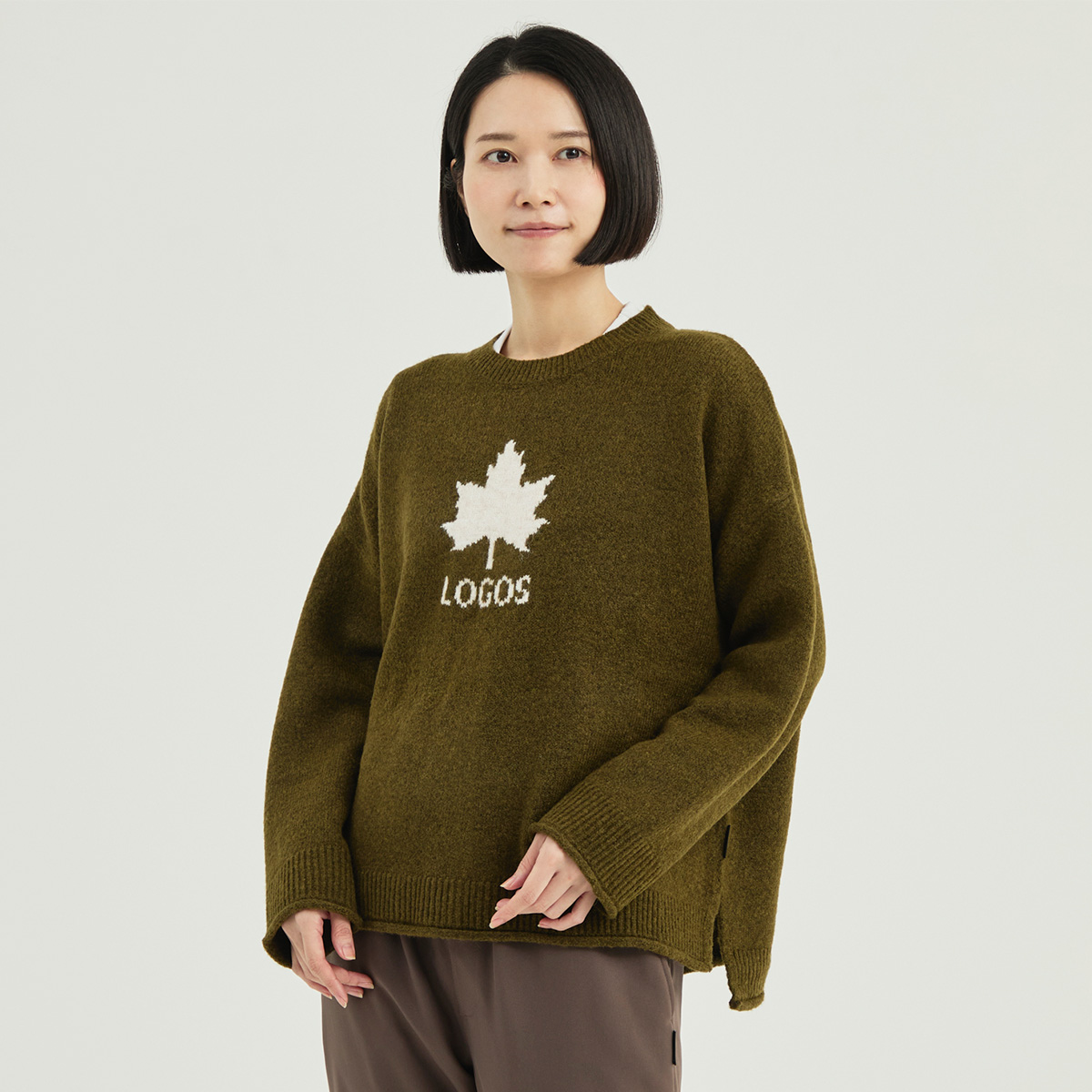 メープルリーフインターシャセーター　LADIES トップス