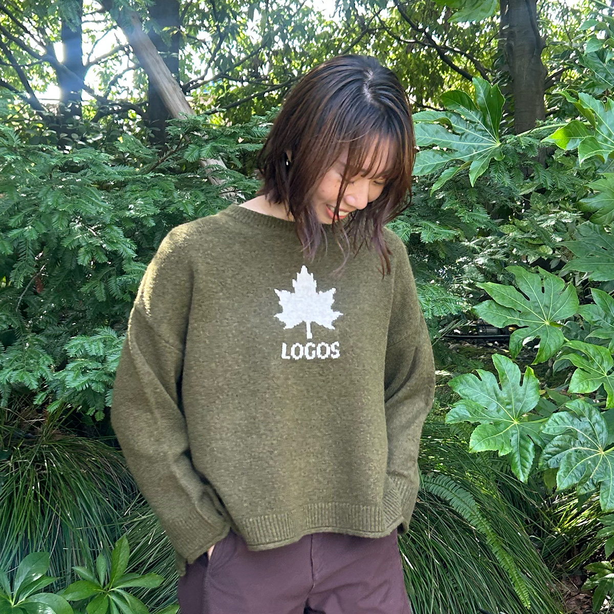 メープルリーフインターシャセーター　LADIES トップス