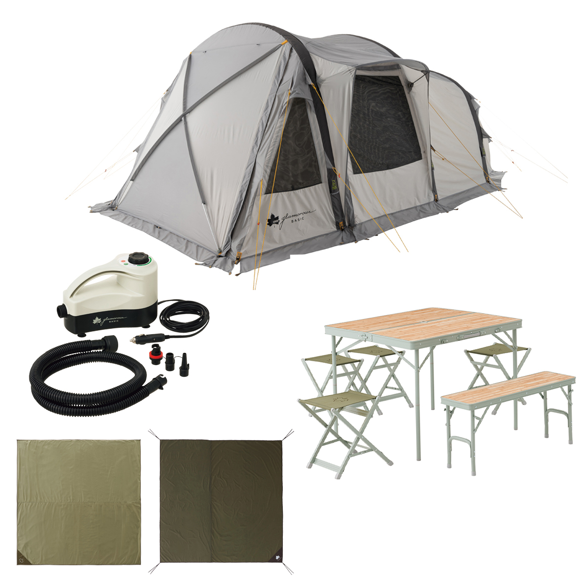 グランベーシック エアマジックトンネル ベンチテーブルセット６ テント