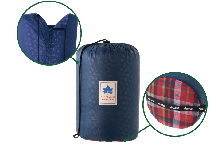 ワイド開口の収納袋付き