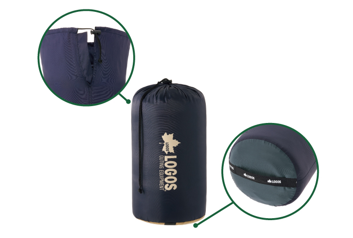 ワイド開口の収納袋付き