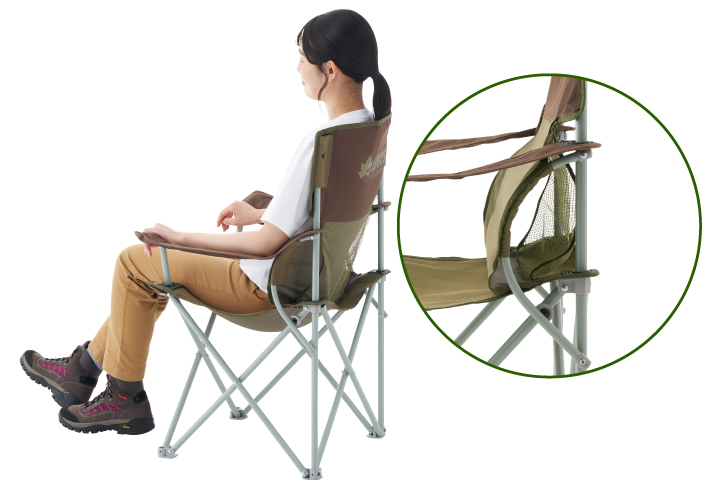 背もたれのラウンドが安定した座り心地を実現