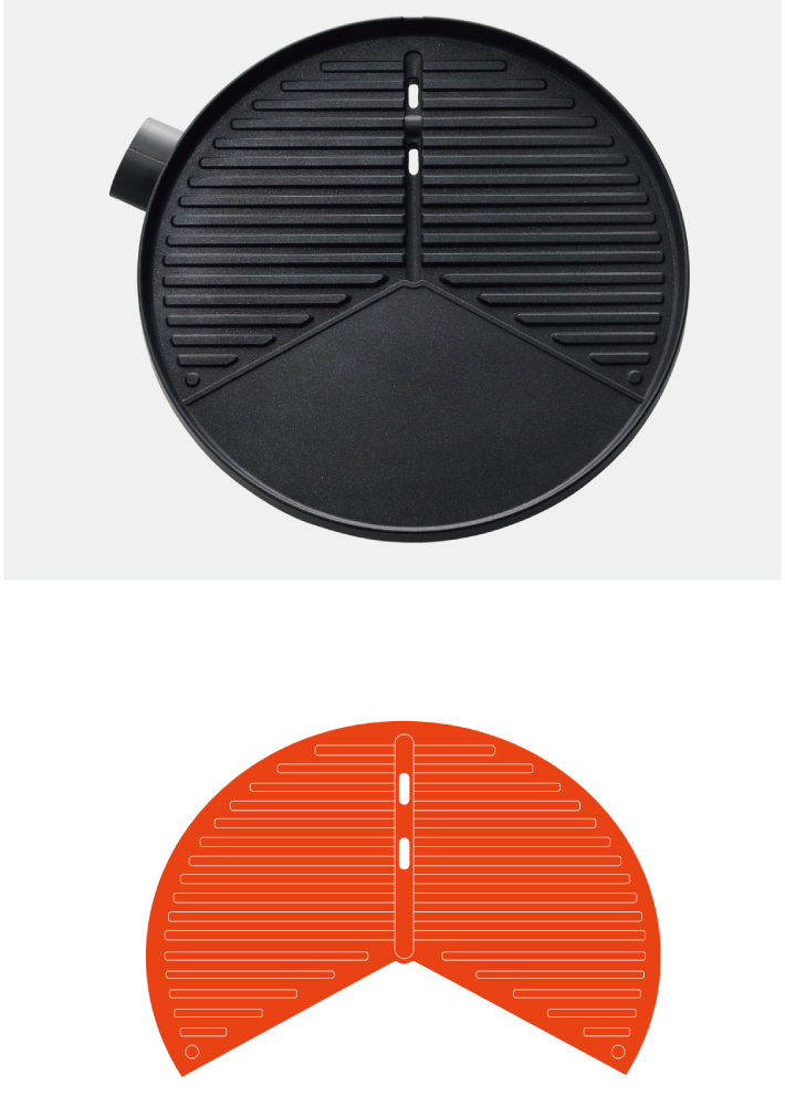 食材に合わせた焼き方ができる2種類の調理ゾーン