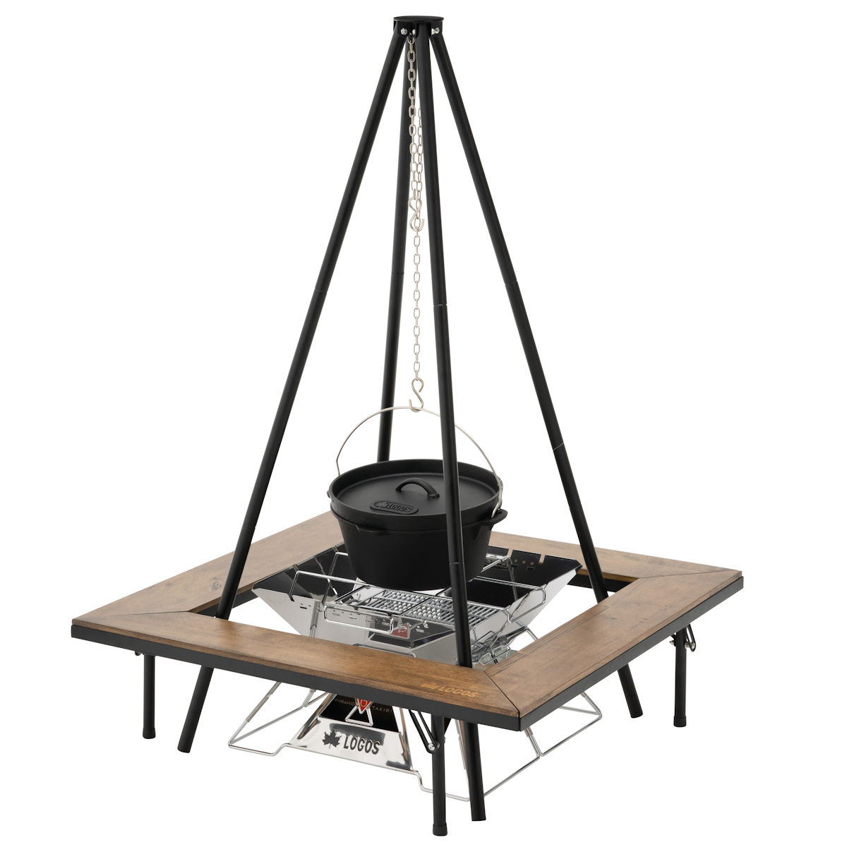 ロゴス　アイアンウッド囲炉裏テーブル　焚き火テーブル　mini トライポッド