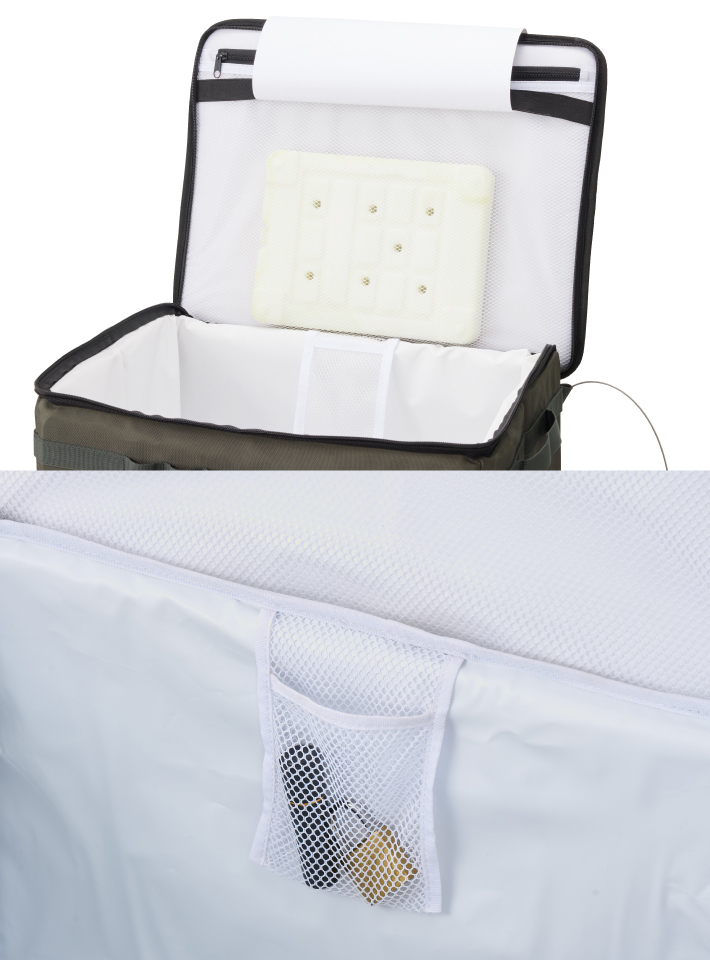 便利な大型＆小型メッシュポケット付き