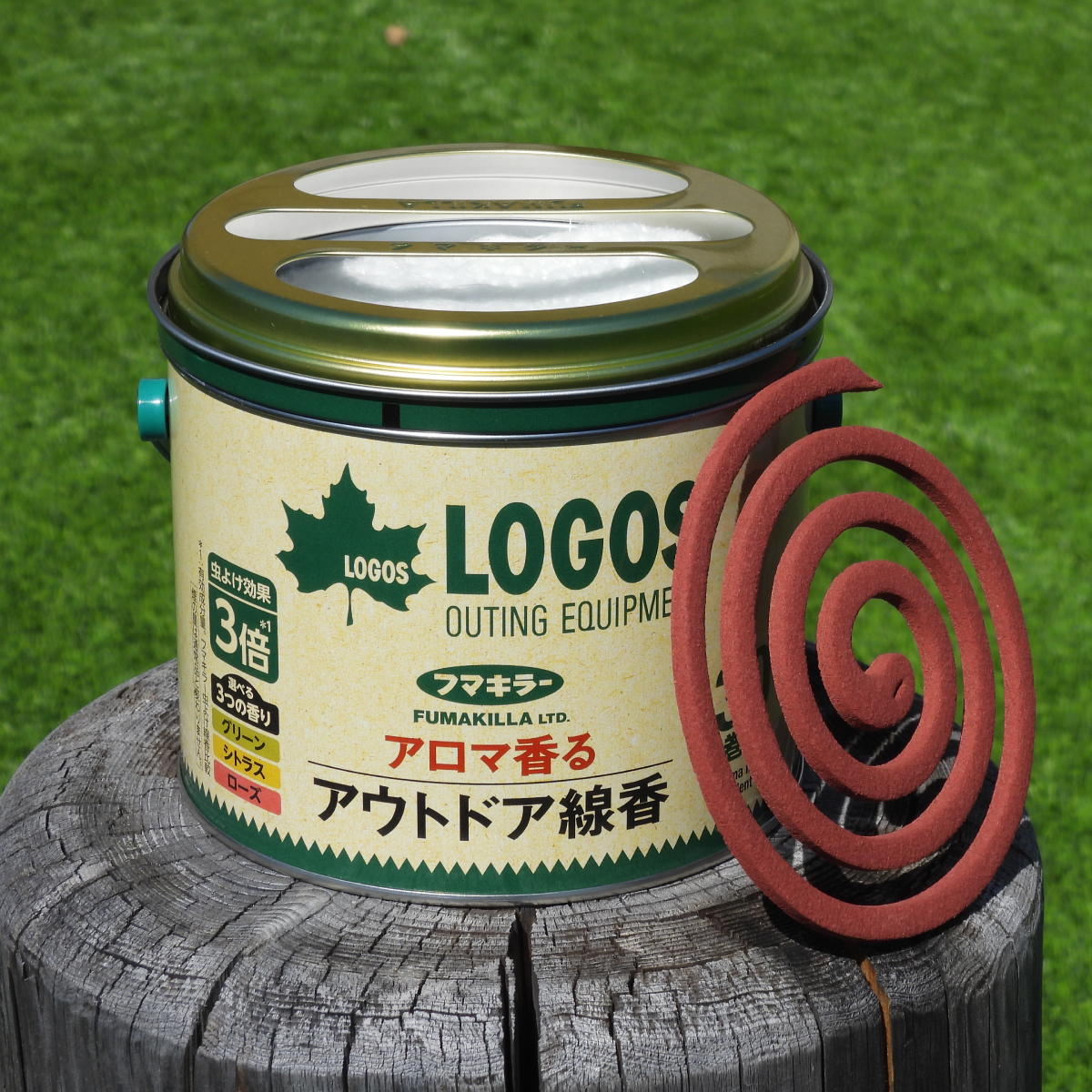 アロマ香るアウトドア線香30巻缶入 外遊び