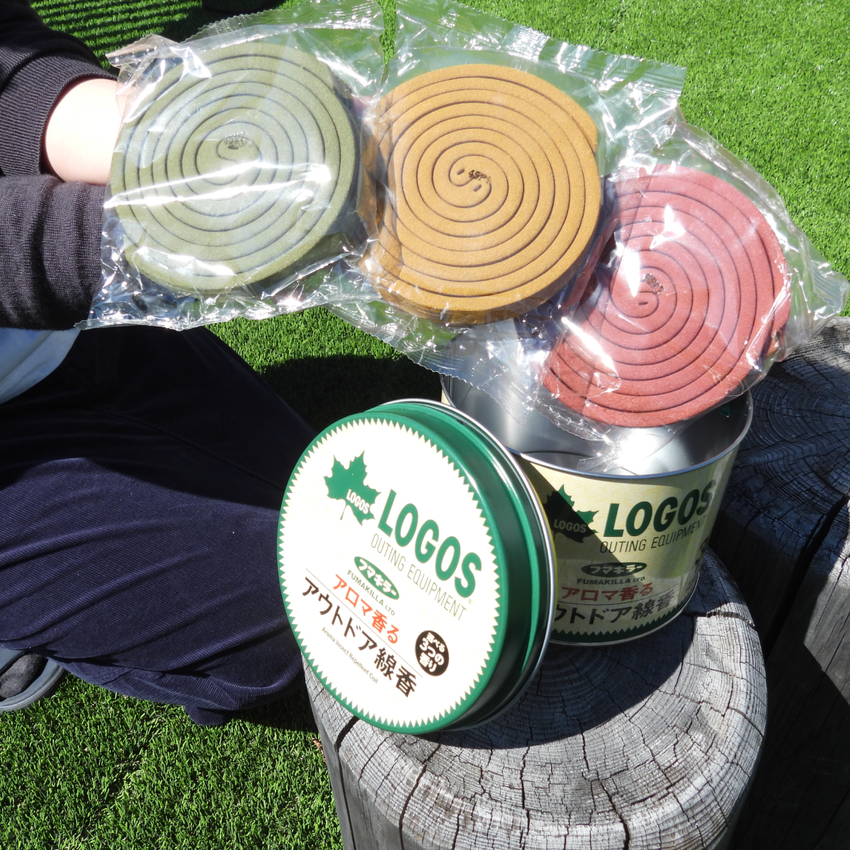 アロマ香るアウトドア線香30巻缶入 外遊び